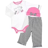 Baby Essentials Baby-girls Newborn 3 Piece Creeper Pant and Hat Set