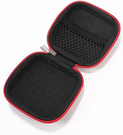 Chois® Portable PU Circle Carrying Zipper Case With Internal Mesh Pocket For iPod MP3 Earphone Bluetooth headset Headphone Parts and Accessories Charging Cable 2-pack RED
