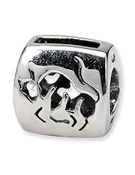 Sterling Silver Reflections Taurus Zodiac Antiqued Bead