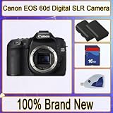 Canon EOS 60D 18 MP CMOS Digital SLR Camera with 3.0-inch LCD with 2 Extended Life LP-E8 Replacement Batteries, 16GB Hi Speed Memory Card & Memory Card Reader