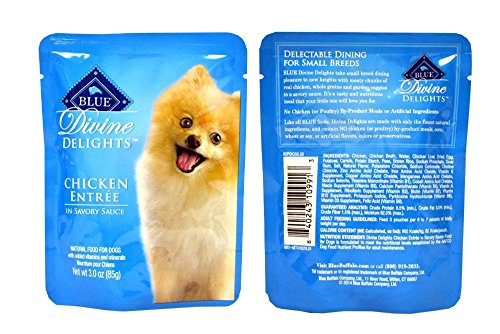 Blue Buffalo Divine Delights Wet Dog Food Variety Pack - 3 Flavors (Chicken, Turkey, and Beef) - 3oz Each (6 Total Pouches)