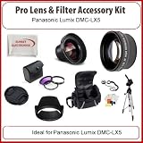Pocket Video Camera Pro Lens & Filter Kit for Panasonic Lumix DMC LX5 Digital Cameras: Including Wide Angle Macro Lens, 2x Telephoto Lens, 3 Piece Filter Kit, Carrying Case, Tripod and more... Pocket Video Camera Pro Lens & Filter Kit for Panasonic Lumix DMC LX5 Digital Cameras: Including Wide Angle Macro Lens, 2x Telephoto Lens, 3 Piece Filter Kit, Carrying Case, Tripod and more...