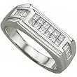 0.75 Ct.T.W. Princess Cut and Baguette Cut Diamonds, White 14Kt. Gold. Men's Diamond Ring