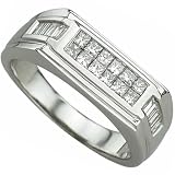 0.75 Ct.T.W. Princess Cut and Baguette Cut Diamonds, White 14Kt. Gold. Men's Princess and Baguette Diamond Band.