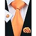 Hi-Tie Mens Orange Silk Tie Hanky Cufflinks set 6 Styles for Choose