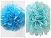 Orino8482; Pom Poms - 5pcs 2 Sizes Tissue Paper Flowers, Tissue Paper Pom Poms, Wedding Decor, Party Decor, Pom Pom Flowers, Tissue Paper, Tissue Paper Flowers Kit, Pom Poms Craft, Wedding Pom Poms, Pom Poms Decoration (Blue&Light Blue)