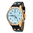 Adee Kaye AK7234-M Men's Rose Gold Classic Retro Chronograph Watch Leather Band