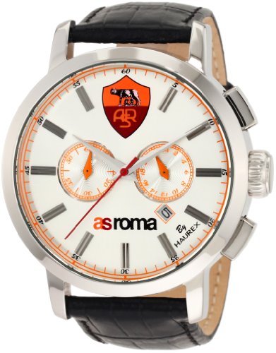 Haurex Italy Men's R9330USS AS Roma Maestro Chronograph Silver Dial Black Leather Sport Watch