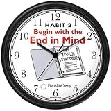 Habit 2 - Begin with the End in Mind (English Text) - Wall Clock from THE 7 HABITS - CLOCK COLLECTION by WatchBuddy Timepieces (Black Frame)
