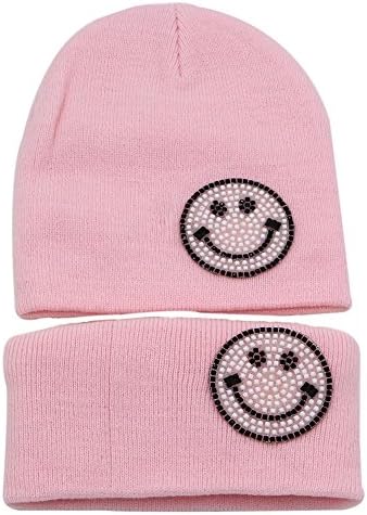 Hiloving Knitted Baby Childrens Boys Girls Beanies Hats And Neck Hood Set (Pink)