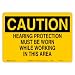 Brady 116206 14" Width x 10" Height B-563 Plastic, Black On Yellow Color Sustainable Safety Sign, Legend "Caution Hearing Protection Must Be Worn While Working In Area"