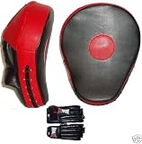 Curved Focus pads , Hook & Jab Pads, Boxing martial arts , kickboxing Black & Red With Gloves