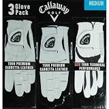 Callaway Golf Glove Set: 2 Tour Premium Cabretta Leather and 1 Tour Technical Performance - Medium