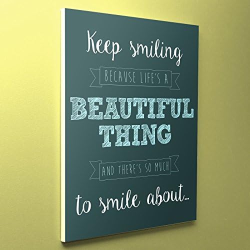 Inspirational Wall Art - Canvas Quotes - Keep Smiling Because Life's a Beautiful Thing and There's so Much to Smile About - 12x16, 16x20, 18x24 - Bedroom Art