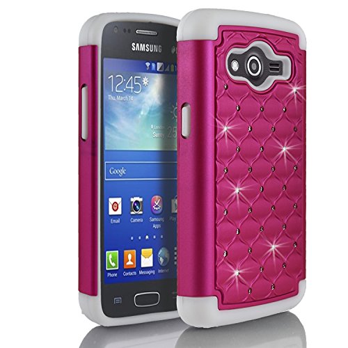 Galaxy Grand Prime Case, Samsung Galaxy Grand Prime G5308 Case, Starshop Slim Dual Layer Armor Phone Case Cover With Spot Diamond White/Pink