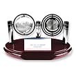Crystal Globe and Clock Desk Card Holder