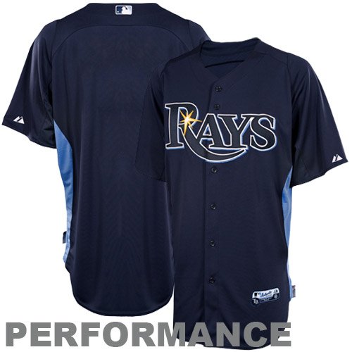 MLB Men's Tampa Bay Rays Short Sleeve Authentic Button Front Cool Base Batting Practice Jersey (Pro Navy/Pro Scarlet, Large)