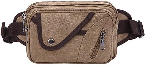 Coosports men Canvas Fanny Chest Waist Backpack Cross-body Snap Button Bag Khaki