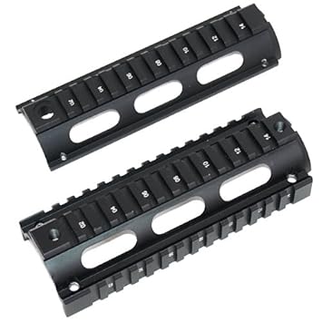 【クリックで詳細表示】Amazon.co.jp ｜ クワッドレイルハンドガードシステム RIS RAS エアソフトガン M4 / AR15 カービンサイズ ｜ おもちゃ 通販