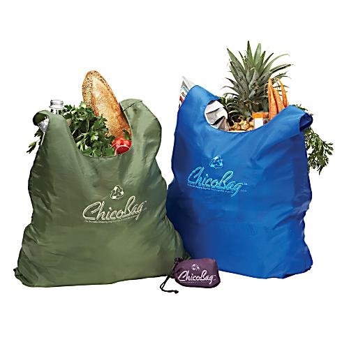 ChicoBags Reuseable Shopping Bags - Set Of 3 - 1 Green - 1 Brown - 1 Purple