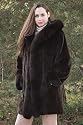 Women's 35" Reversible Mink to Taffeta with Fox Hood