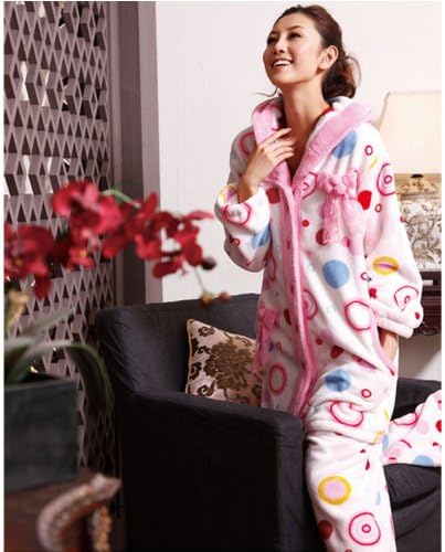 Winter coral fleece thick soft nightwear women long sleeve cartoon lambling with hood lounge cute pajamas Style nine Size XL