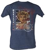 Marilyn Monroe T-shirt Stamp Adult Navy Heather Tee Shirt