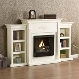SEI Tennyson Gel Fuel Fireplace with Bookcases, Ivory
