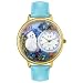 Whimsical Watches Women's White Cat Blue Leather Watch #G0120014