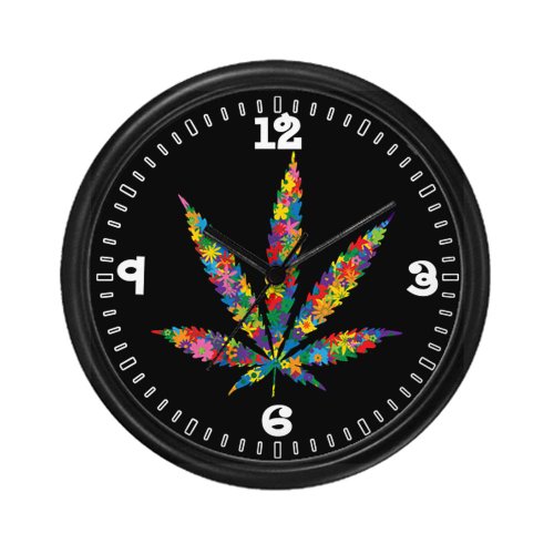 Wall Clock Marijuana Flowers 60s