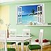 Large Removable Beach Sea 3D Window View Scenery Wall Sticker Decor Decals