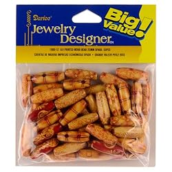 25mm Printed Spaghetti Wood Beads, 50 Pc/Pkg