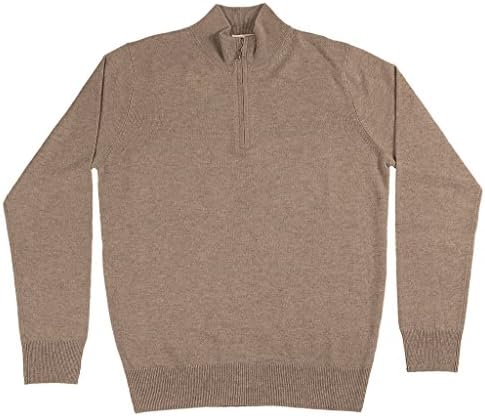 Cashmere Company LUPETTO ZIP Sand 100% Cashmere Mens Sweater
