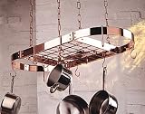 Rogar Copper Oval Pot Rack with Grid 40-in.