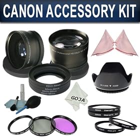 Essential Kit for CANON REBEL (T3i T3 T2i T2 T1i XTi XT XSi XS), CANON EOS (1100D 600D... by Goja