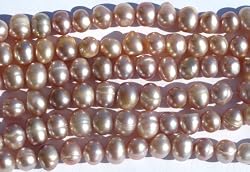 Darice 7 Inch Medium Fresh Water Pearl Strand, Champaign