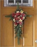 Pack of 2 Poinsettia & Green Spruce Christmas Wall Cross Wreaths 30