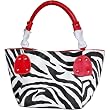 Red Large Vicky Zebra Print Faux Leather Satchel Bag Handbag Purse
