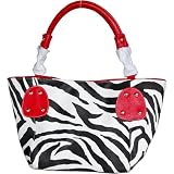 Red Large Vicky Zebra Print Faux Leather Satchel Bag Handbag Purse