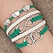 LovelyJewelry Leather Wrap Bracelets Girls Double Hearts Infinity Rope Wristband Bracelets