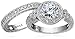 Platinum-Plated Sterling Silver Swarovski Zirconia Round Antique Ring Set