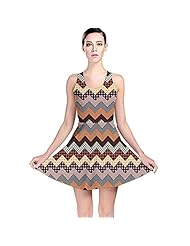 Chevron Print Stretchy Polyester/Spandex Skater Dress 