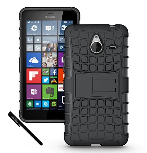 Microsoft Nokia Lumia 640 XL Case Cover Accessories - Tough Rugged Dual Layer Protective Case with Kickstand for Microsoft Lumia 640 XL (Black).