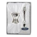 Silver Plated Teddy Spoon and Egg Cup - New Baby, Christening Gift for Boy or Girl (6305NT))