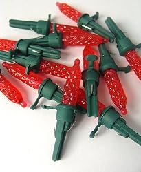 Pack of 12 Red LED M5 Mini Replacement Christmas Light Bulbs - Green Husk