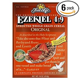 Food For Life Ezekiel 4:9 Organic Sprouted Whole Grain Cereal, Original, 16-Ounce Boxes (Pack of 6)