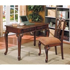 2pc Home Office Writing Desk and Side Chair Set