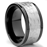 11MM Black Stainless Steel Hammered Spinner Ring