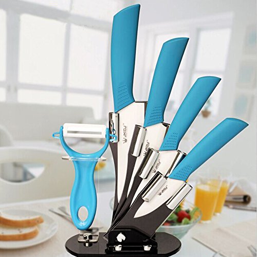 Amfocus 5-pieces ceramic knives set with fruit peeler a…