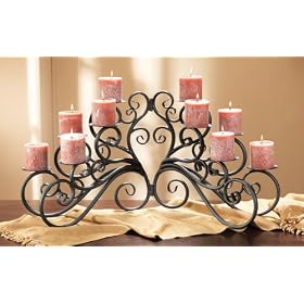 10-Candle Fireplace Candelabra With Lavish Flourish Designs by CC Home Furnishings